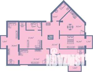 3-к квартира, строящийся дом, 164м2, 7/7 этаж