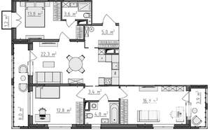 3-к квартира, вторичка, 89м2, 3/9 этаж