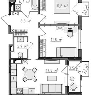 2-к квартира, вторичка, 60м2, 4/9 этаж