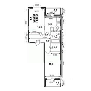 2-к квартира, строящийся дом, 60м2, 2/17 этаж