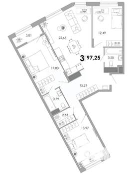 3-к квартира, вторичка, 97м2, 5/17 этаж