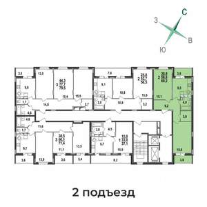 2-к квартира, строящийся дом, 60м2, 5/17 этаж