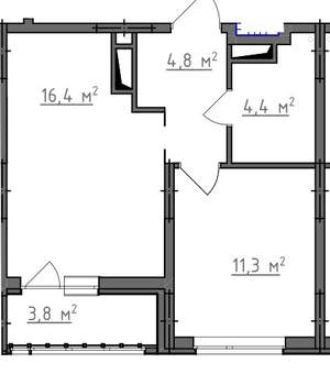 1-к квартира, вторичка, 39м2, 9/9 этаж