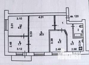 4-к квартира, вторичка, 61м2, 3/5 этаж
