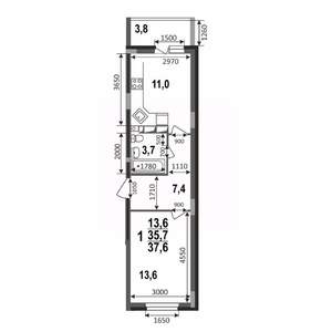 1-к квартира, вторичка, 38м2, 11/17 этаж