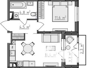 1-к квартира, вторичка, 40м2, 4/9 этаж