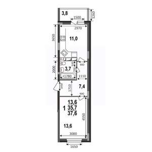 1-к квартира, строящийся дом, 38м2, 17/17 этаж