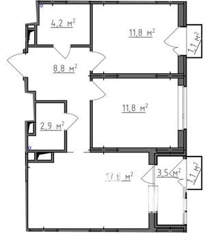 2-к квартира, вторичка, 60м2, 2/9 этаж