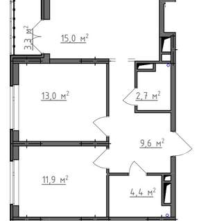 2-к квартира, вторичка, 58м2, 9/9 этаж