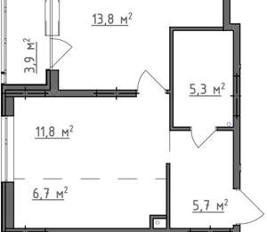 1-к квартира, вторичка, 45м2, 1/9 этаж