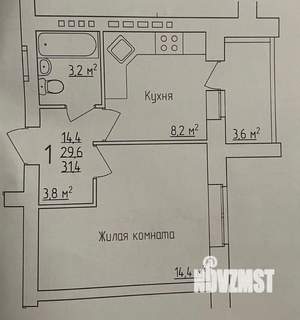 1-к квартира, вторичка, 31м2, 3/4 этаж