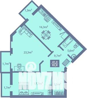 3-к квартира, строящийся дом, 83м2, 3/7 этаж