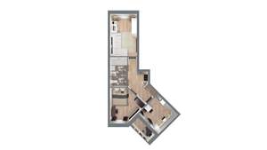 2-к квартира, строящийся дом, 54м2, 17/17 этаж