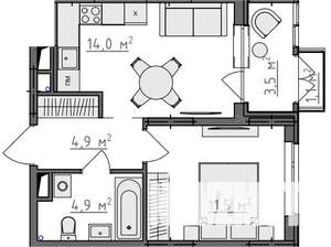 1-к квартира, вторичка, 37м2, 3/9 этаж