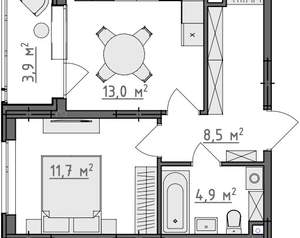 1-к квартира, вторичка, 40м2, 1/9 этаж