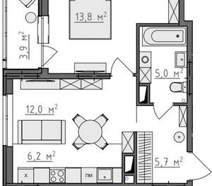 1-к квартира, вторичка, 45м2, 7/9 этаж