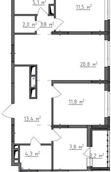 3-к квартира, вторичка, 80м2, 8/9 этаж