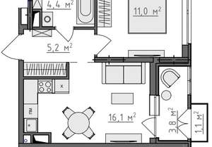 1-к квартира, вторичка, 39м2, 8/9 этаж