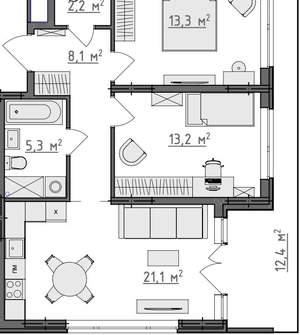 2-к квартира, вторичка, 67м2, 1/9 этаж