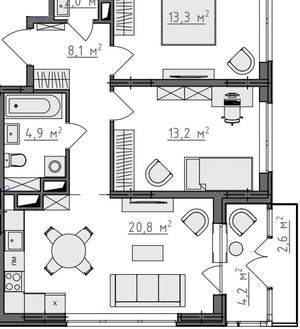 2-к квартира, вторичка, 65м2, 5/9 этаж