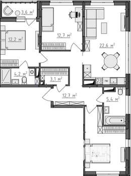 3-к квартира, вторичка, 90м2, 9/9 этаж
