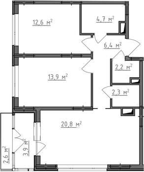 2-к квартира, вторичка, 66м2, 2/9 этаж
