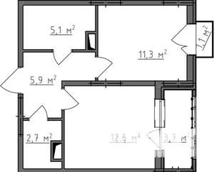 1-к квартира, вторичка, 40м2, 5/9 этаж