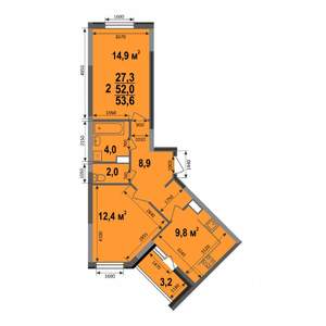 2-к квартира, строящийся дом, 54м2, 17/17 этаж