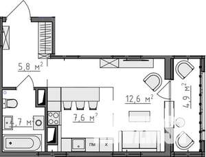 Студия квартира, вторичка, 33м2, 3/9 этаж