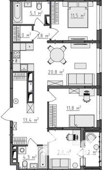 3-к квартира, вторичка, 80м2, 7/9 этаж