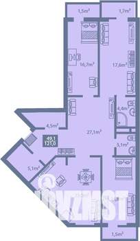 3-к квартира, строящийся дом, 121м2, 6/7 этаж