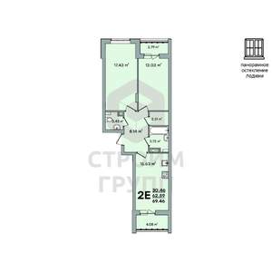 2-к квартира, вторичка, 69м2, 7/8 этаж