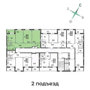 3-к квартира, вторичка, 80м2, 6/17 этаж
