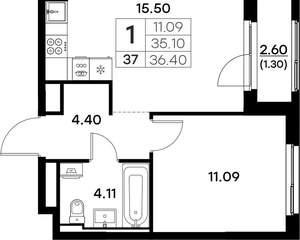 1-к квартира, вторичка, 36м2, 4/17 этаж