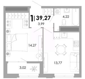 1-к квартира, вторичка, 39м2, 13/17 этаж