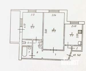 2-к квартира, вторичка, 53м2, 3/7 этаж