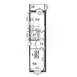 1-к квартира, строящийся дом, 38м2, 5/17 этаж
