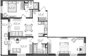 3-к квартира, вторичка, 92м2, 8/9 этаж