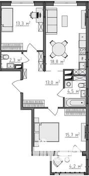 2-к квартира, вторичка, 70м2, 2/9 этаж