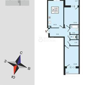 2-к квартира, вторичка, 69м2, 4/8 этаж