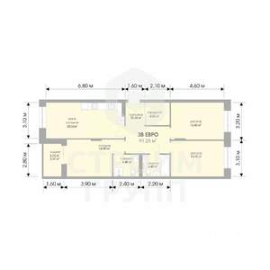 3-к квартира, вторичка, 91м2, 17/17 этаж