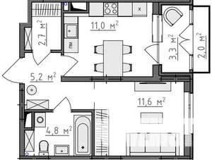 1-к квартира, вторичка, 37м2, 4/9 этаж