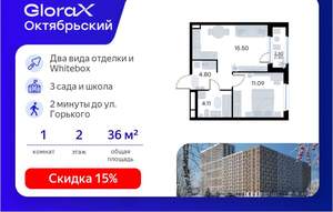 1-к квартира, вторичка, 37м2, 2/17 этаж