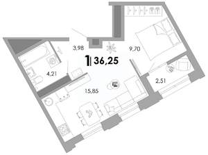 1-к квартира, вторичка, 36м2, 6/17 этаж
