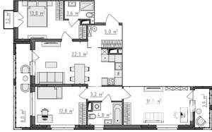 3-к квартира, вторичка, 89м2, 7/9 этаж