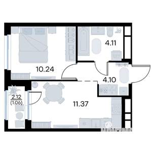 1-к квартира, вторичка, 31м2, 16/17 этаж